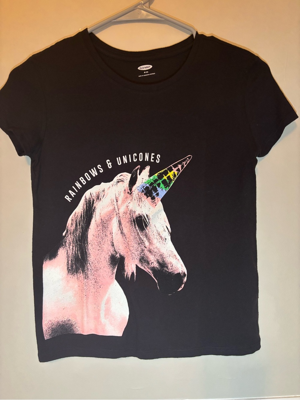 Old Navy Black Girls Short-Sleeve Unicorn Graphic Tee Medium-8